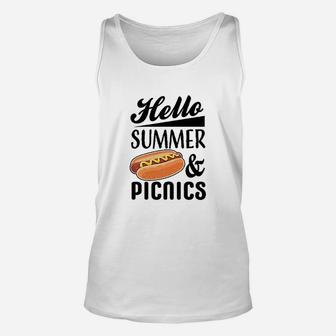 Hello Summer And Picnics With Hot Dog Unisex Tank Top - Seseable