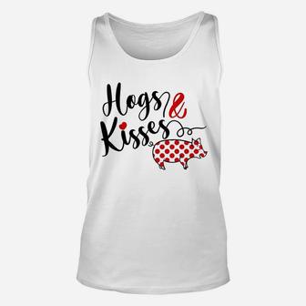 Hogs And Kisses Farm Polka Dots Pig Lover Unisex Tank Top - Seseable