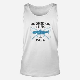 Hooked On Being A Papa Shirt Dad Fishing Shirt Unisex Tank Top - Seseable