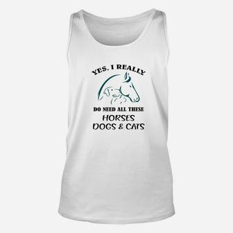 Horses Dogs And Cats Premium Pet Lovers Owners Gift Unisex Tank Top - Seseable
