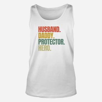 Husband Daddy Protector Hero Shirt Fathers Day Gift Dad Son Premium Unisex Tank Top - Seseable
