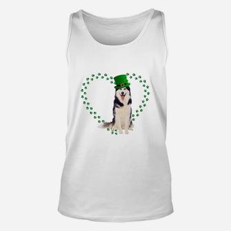 Husky Heart Paw Leprechaun Hat Irish St Patricks Day Gift For Dog Lovers Unisex Tank Top - Seseable