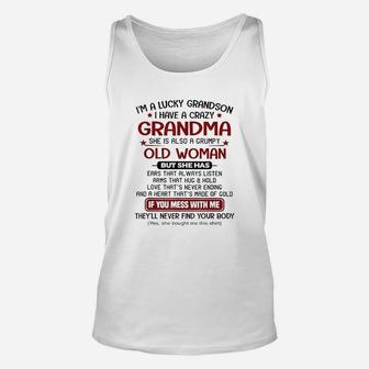 I Am A Lucky Grandson I Have A Crazy Grandma Grumpy Unisex Tank Top - Seseable