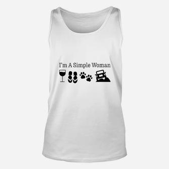 I Am A Simple Woman Love Wine Flip Flops Dog Unisex Tank Top - Seseable