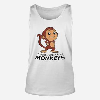 I Just Really Like Monkeys Cute Monkey Gift Unisex Tank Top - Seseable