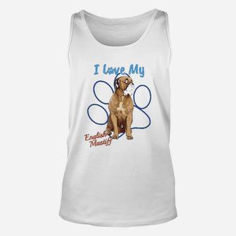 I Love My English Mastiff Best Dog Lover Paw Print Unisex Tank Top - Seseable