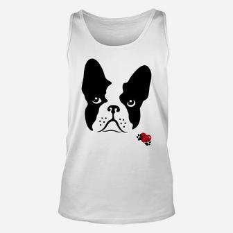 I Love My French Bulldog Dog Face With Heart And Paws Unisex Tank Top - Seseable