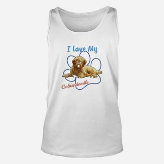 I Love My Goldendoodle Best Dog Lover Paw Print Unisex Tank Top - Seseable