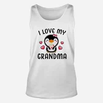 I Love My Grandma With Cute Penguin And Hearts Unisex Tank Top - Seseable