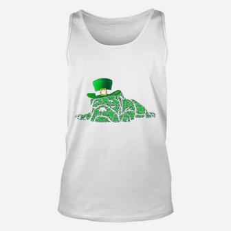 Irish English Bulldog Shamrocks Green Hat St Patricks Day Unisex Tank Top - Seseable