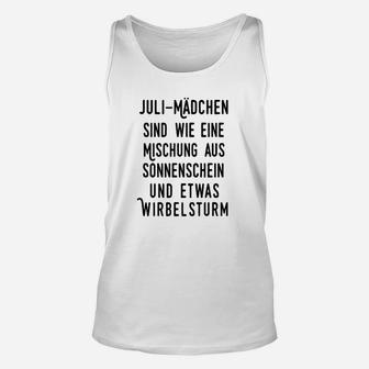 Juli-Mädchen Geburtstag Unisex TankTop, Sonnenschein & Wirbelsturm Motiv - Seseable