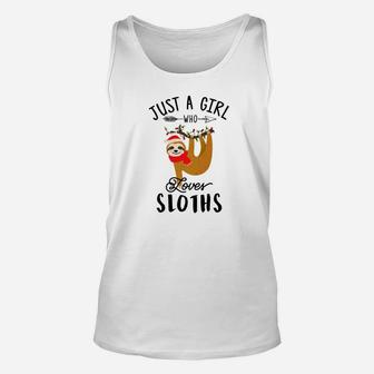 Just A Girl Who Loves Sloths Funn Christmas Gifts Unisex Tank Top - Seseable
