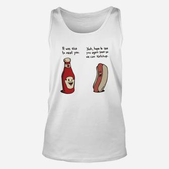 Ketchup And Hotdog Conversation Unisex Tank Top - Seseable