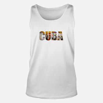 Klassisches Weißes Unisex TankTop - 'CUBA' im Vintage-Reise-Design - Seseable