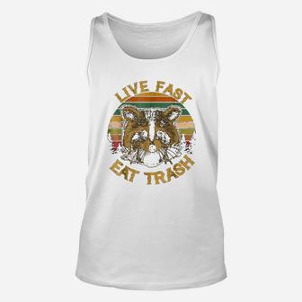 Live Fast Eat Trash Funny Raccoon Camping Unisex Tank Top - Seseable