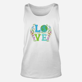 Love Earth Save The Planet Vintage Floral Earth Day Clothes Unisex Tank Top - Seseable