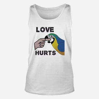 Love Hurts - Blue And Gold Macaw Parrot T-shirt Unisex Tank Top - Seseable