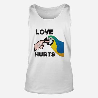 Love Hurts - Blue And Gold Macaw Parrot Unisex Tank Top - Seseable