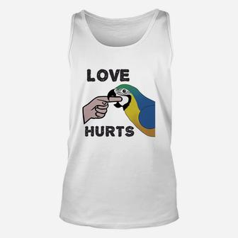 Love Hurts - Blue And Gold Macaw Parrot Unisex Tank Top - Seseable