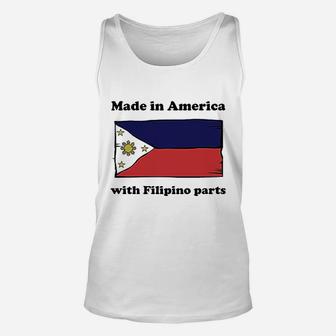 Made In America With Filipino Parts Funny Philippines Flag Unisex Tank Top - Seseable