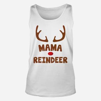 Mama Christmas Reindeer Face Family Costume Unisex Tank Top - Seseable