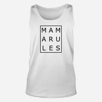 MAMARULES Weißes Unisex TankTop, Schwarz Schriftzug Tee für Mütter - Seseable