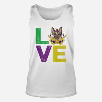 Mardi Gras Fat Tuesday Costume Love Belgian Malinois Funny Gift For Dog Lovers Unisex Tank Top - Seseable