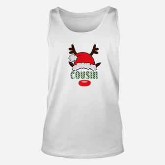 Matching Family Santa Hat With Reindeer Antlers Cousin Unisex Tank Top - Seseable