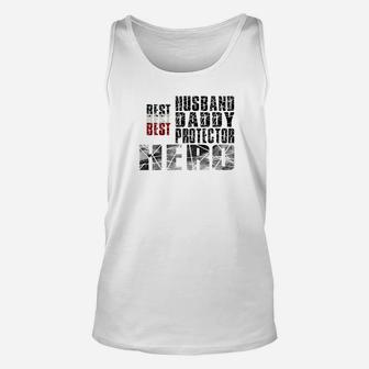 Mens Best Husband Daddy Protector Hero Christmas Day Blac Unisex Tank Top - Seseable