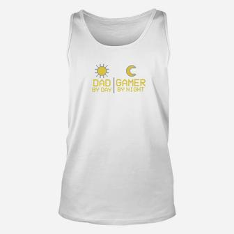 Mens Dad By Day Gamer By Night Funny Fathers Day Daddy Gift Premium Unisex Tank Top - Seseable