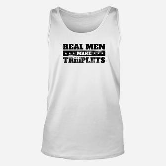 Mens Dad Of Triplets Fathers Day Three Babies Premium Unisex Tank Top - Seseable