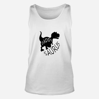 Mens Daddy Saurus Funny Dinosaur First Time Dad Gift Kids Unisex Tank Top - Seseable