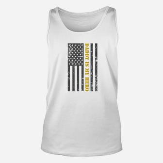 Mens Fathers Day 4th Of July American Flag Daddy Is My Hero Premium Unisex Tank Top - Seseable