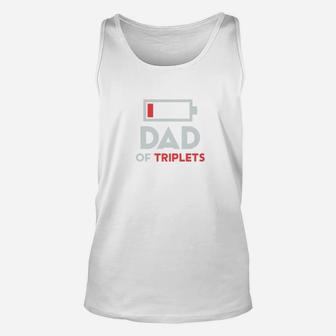 Mens Funny Dad Of Triplets Fathers Day Gifts Daughter Son Unisex Tank Top - Seseable