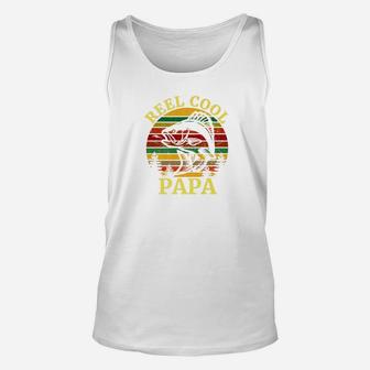 Mens Funny Fathers Day Gift Retro Vintage Reel Cool Papa Fishing Premium Unisex Tank Top - Seseable