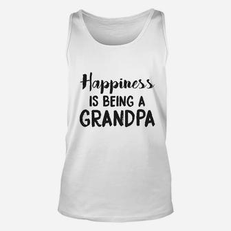 Mens Happiness Is Being A Grandpa Funny Papa Family Graphic Fathers Day Unisex Tank Top - Seseable