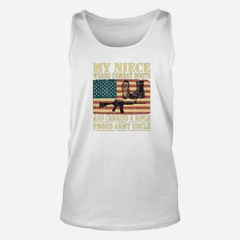 Mens My Niece Wears Combat Boots Proud Army Uncle Us Flag Unisex Tank Top - Seseable