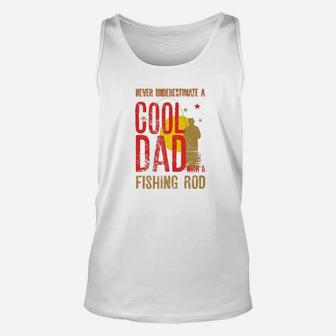Mens Never Underestimate A Cool Dad With A Fishing Rod Gift Premium Unisex Tank Top - Seseable