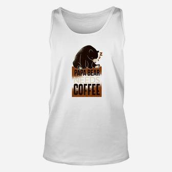 Mens Papa Bear Needs Coffee Graphic Dad And Cafe Unisex Tank Top - Seseable