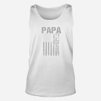 Mens Papa Man Myth Legend American Flag Shirt For Mens Dad Father Unisex Tank Top | Seseable CA