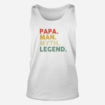 Mens Papa Man Myth Legend Shirt Dad Father Gift Retro P Unisex Tank Top - Seseable