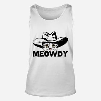 Meowdy Funny Mashup Between Meow And Howdy Cat Meme Unisex Tank Top - Seseable