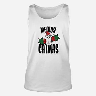 Meowy Catmas Cat Lover Funny Christmas Tee Shirts Unisex Tank Top - Seseable