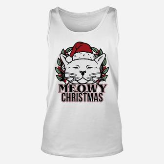 Meowy Christmas Cat Unisex Tank Top - Seseable