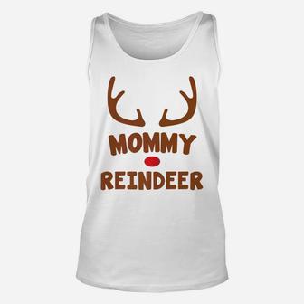 Mommy Christmas Reindeer Face Family Costume Unisex Tank Top - Seseable