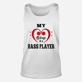 My Heart Belongs To A Bass Player Couple Gift Unisex Tank Top - Seseable