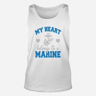 My Heart Belongs To A Marine Marine Unisex Tank Top - Seseable