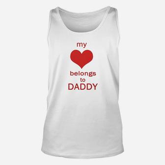 My Heart Belongs To Daddy White Puppy Dog Unisex Tank Top - Seseable