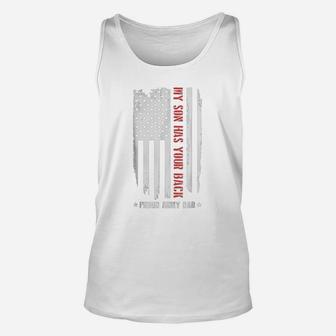 My Son Has Your Back Proud Army Dad American Flag Unisex Tank Top - Seseable