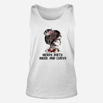 Nerdy Dirty Inked And Curvy Tattoo Girl Book Lovers Unisex Tank Top | Seseable UK